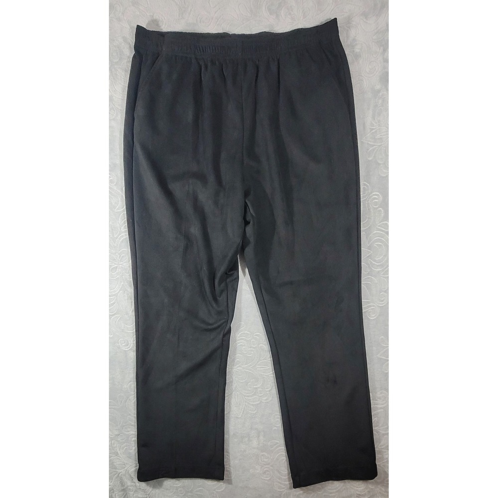 Jeno Neuman Women's XL Elastic Waist Casual Black Pants Soft Sueded Microfiber